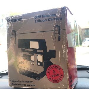 Vintage Polaroid 600 Business Edition Camera W/original box - Black and Gray